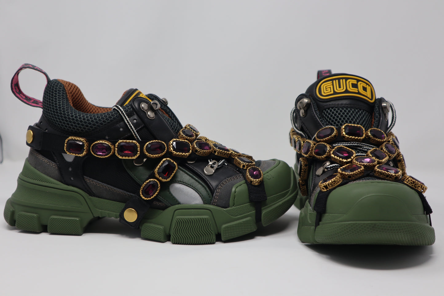 Gucci Leather Colorblock Pattern Chunky Sneakers