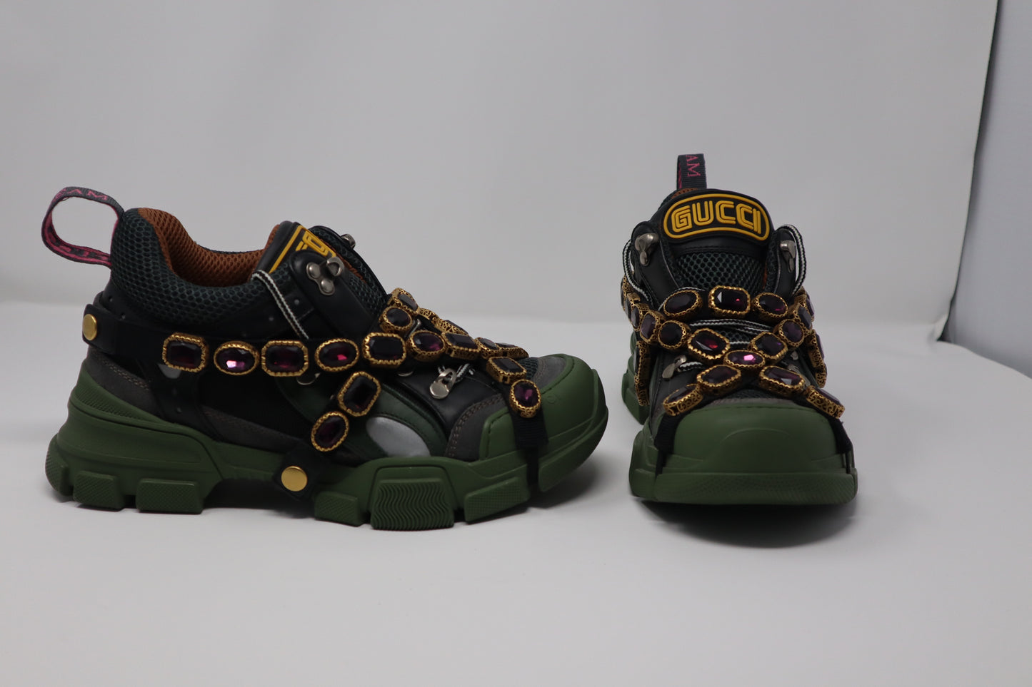 Gucci Leather Colorblock Pattern Chunky Sneakers