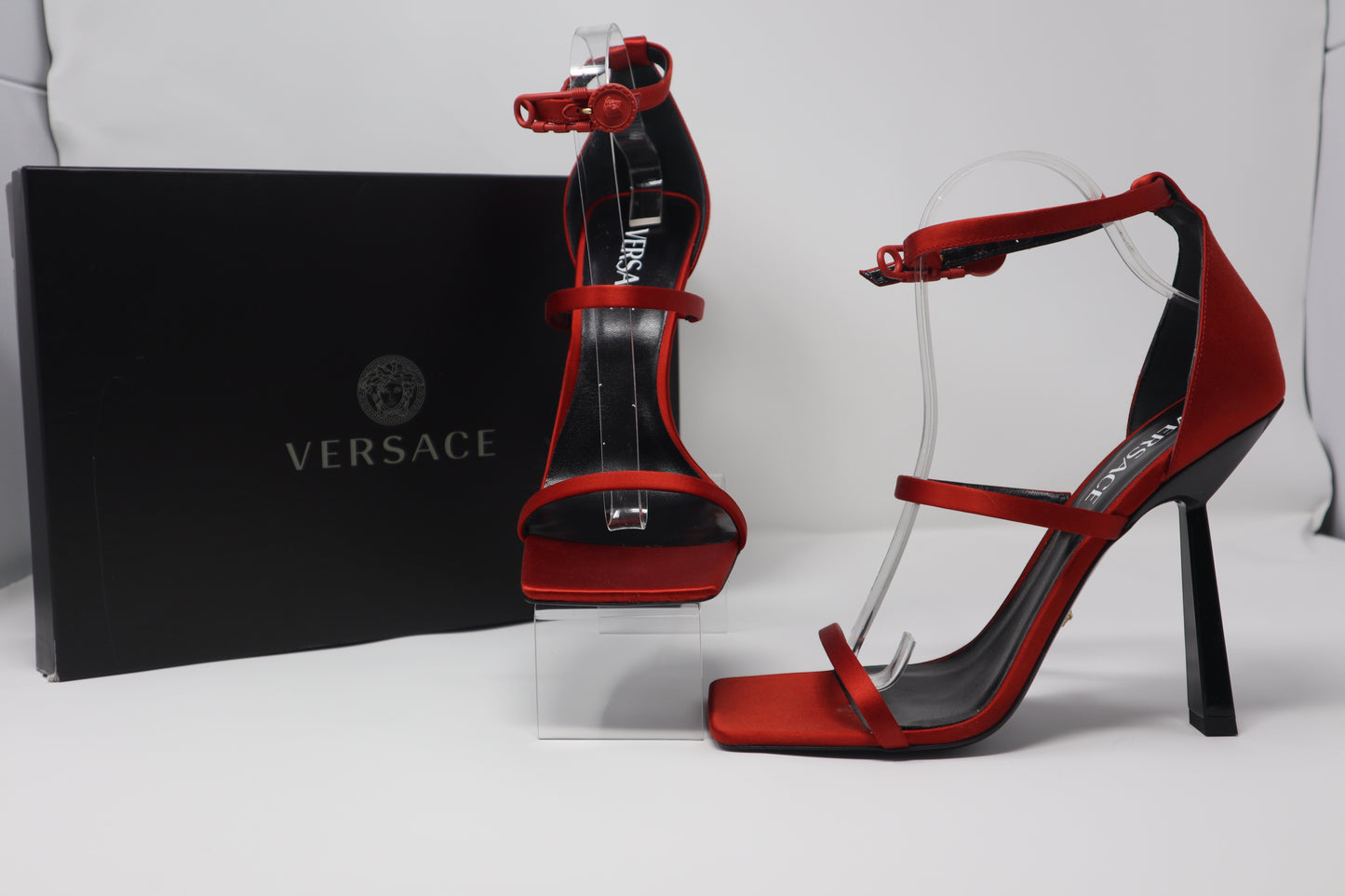 Versace 3 Strap Satin Sandals