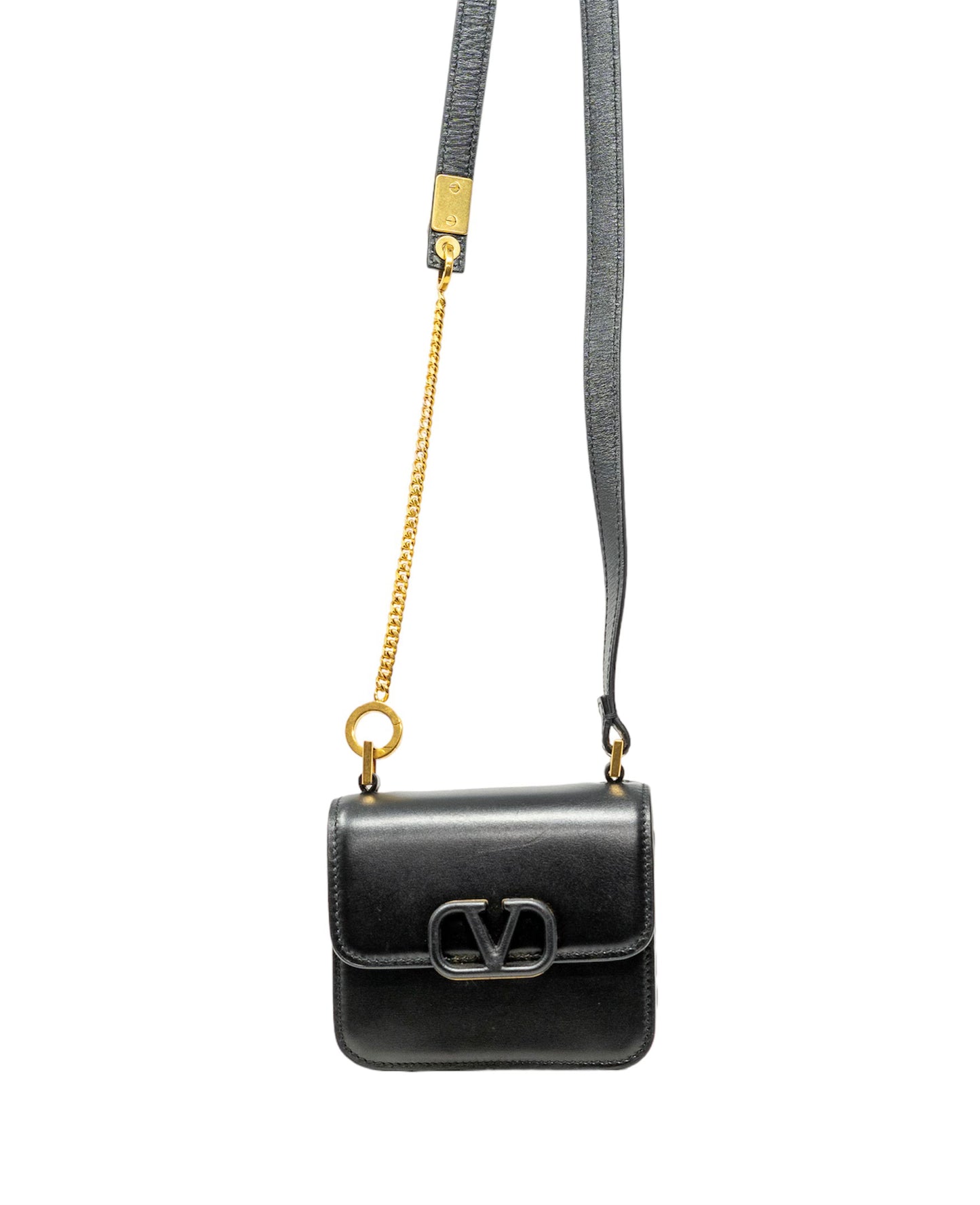 Valentino Black Leather Micro VSLING Shoulder Bag