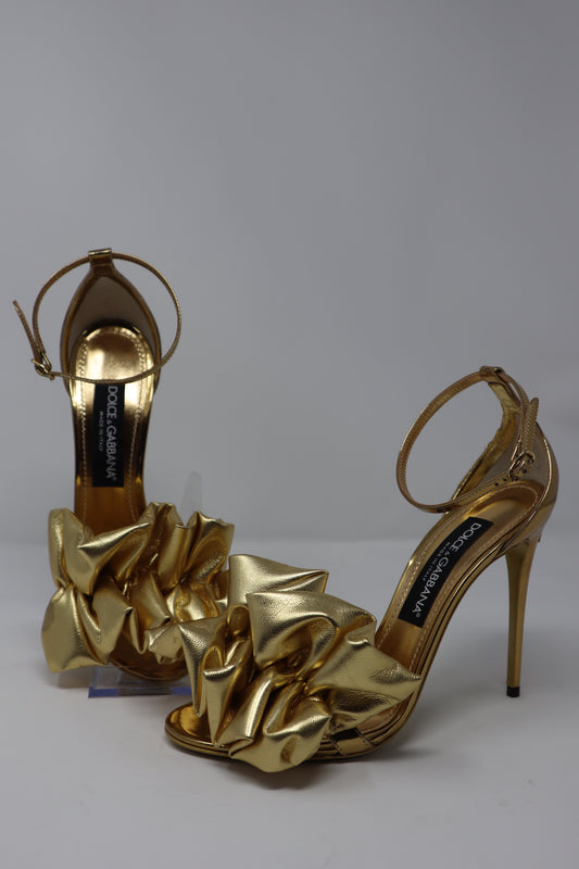 Dolce & Gabbana Ruched-detail Metallic Sandals