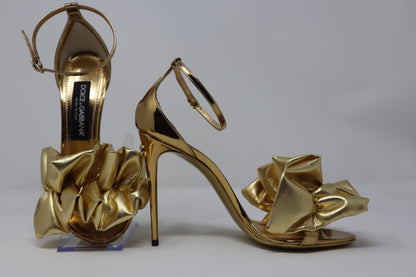 Dolce & Gabbana Ruched-detail Metallic Sandals