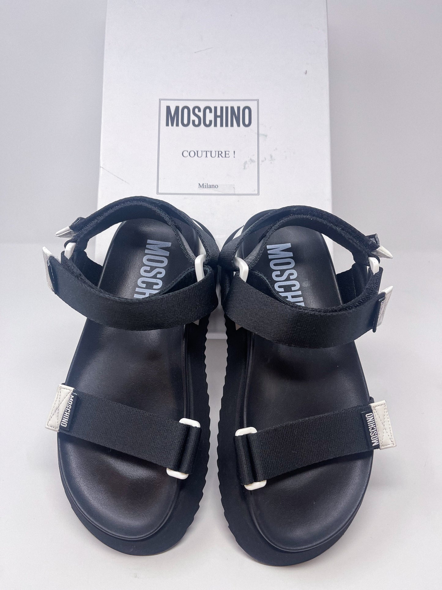 Moschino's Touch-Strap Flat Sandals