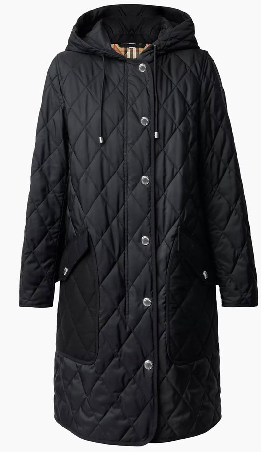 Burberry Roxby Diamond-Quilted Mid-Length Coat